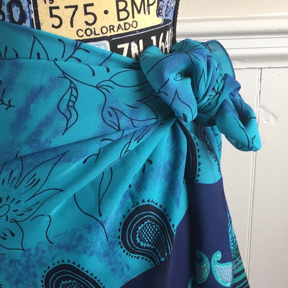 Women's Multi-Color Swim Wrap Aqua Blue  Pre-Owned - Picture 12 of 16
